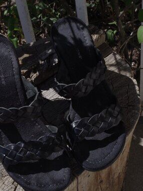 Black Ladies Braided Sandals Wedges By Predictions Made In Brazil